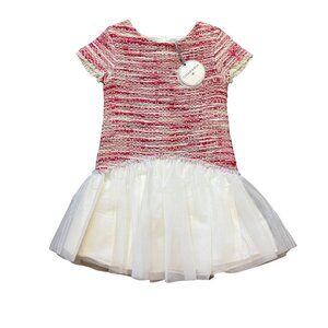 Charabia Tweed and Tulle Dress Short Sleeve‎ Girl's Size 8 Designer Luxury NEW